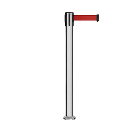 Stanchion Belt Barrier Fixed Base Pol.Steel Post 14ft.Red Belt